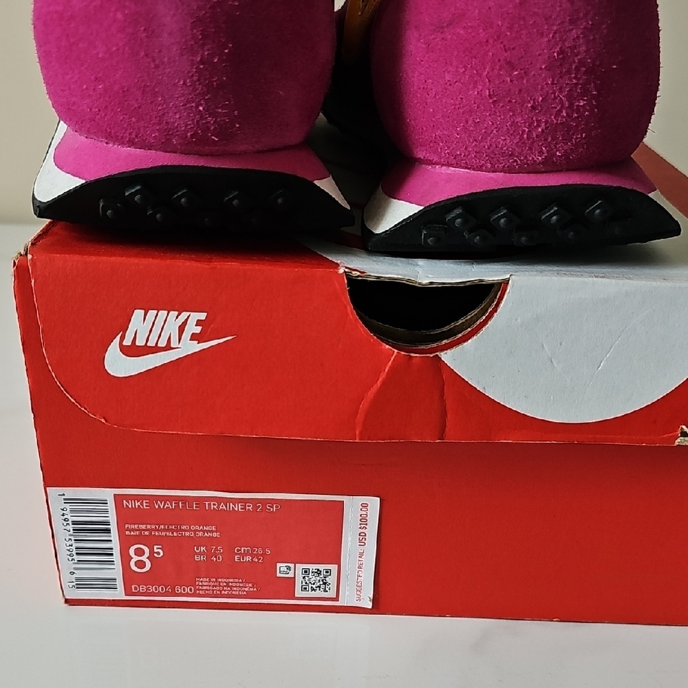 Nike Pink and Yellow Retro Sneakers - Picture 5 of 9